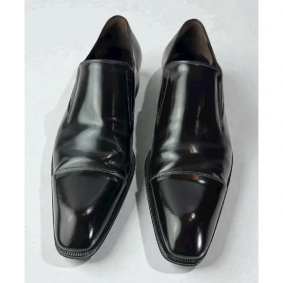 Caporicci Made in Italy Black Leather Cap-Toe Slip-On Dress Shoes Men’s 8.5 G - Picture 1 of 16